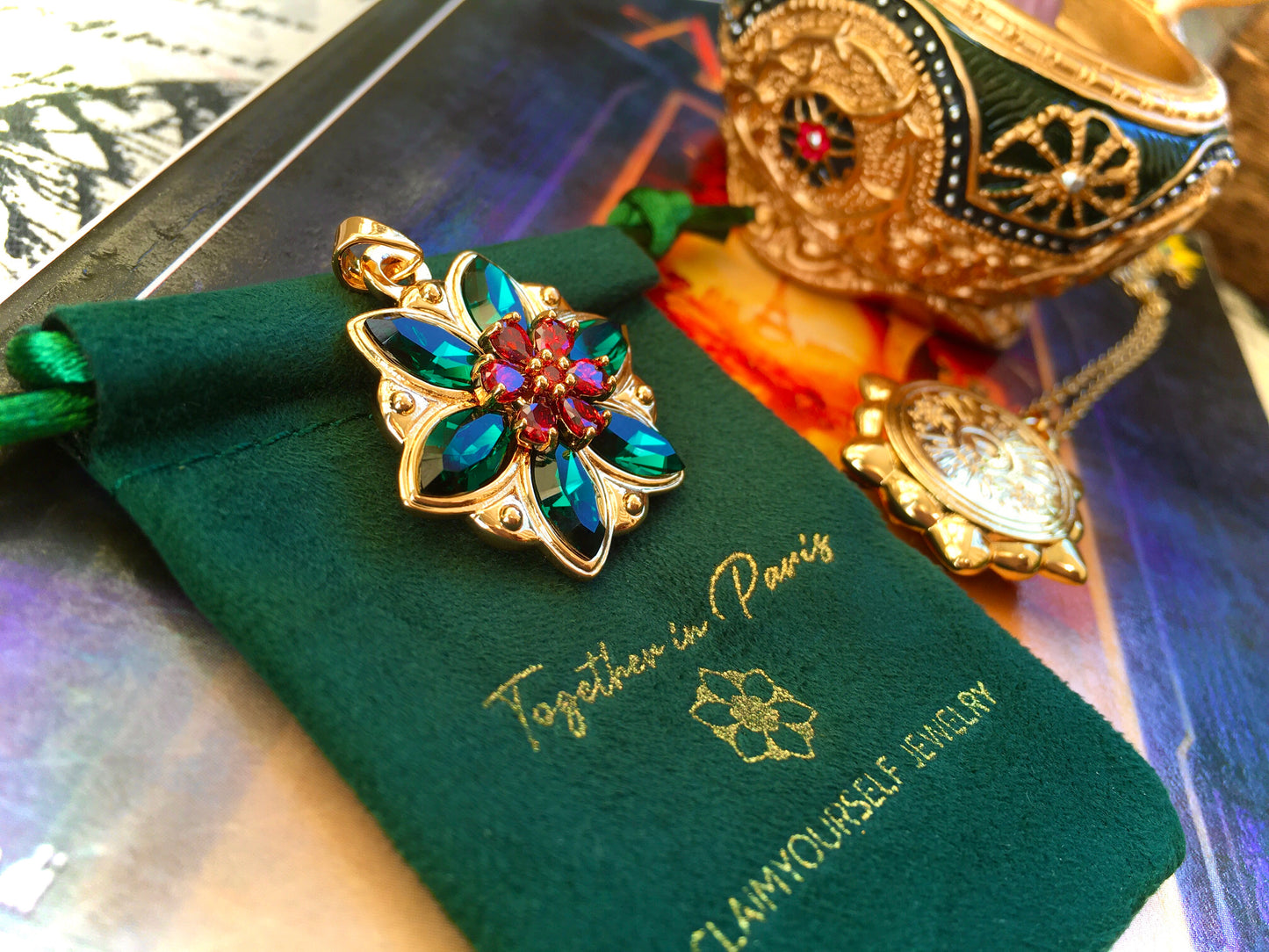 Collana Anastasia "Together in Paris" - Insieme a Parigi - Cristalli Emerald Verde Smeraldo