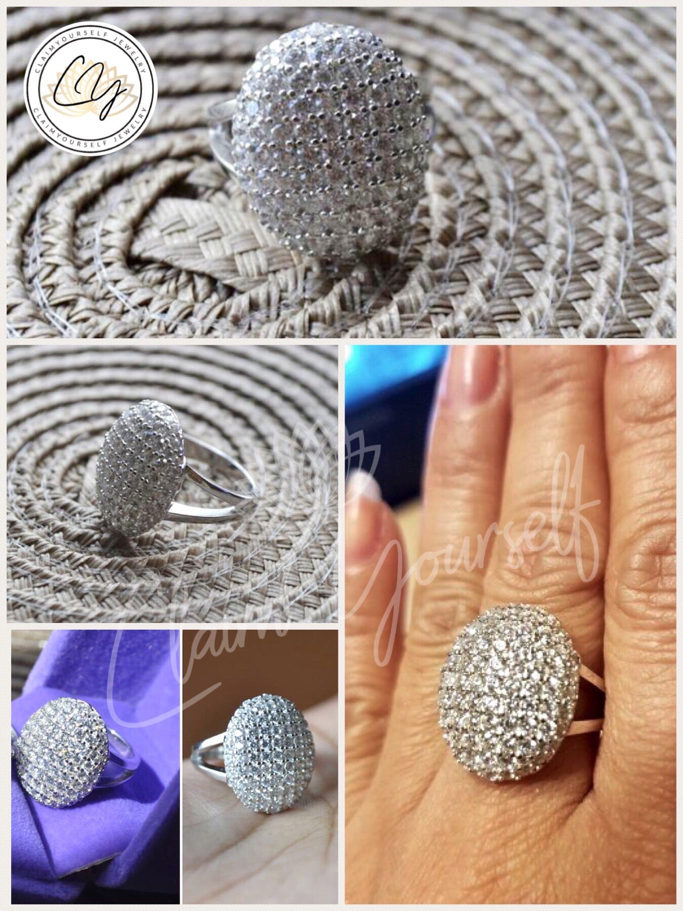 "Bella" Engagement Ring in 925 Sterling Silver and Cubic Zirconia crystals