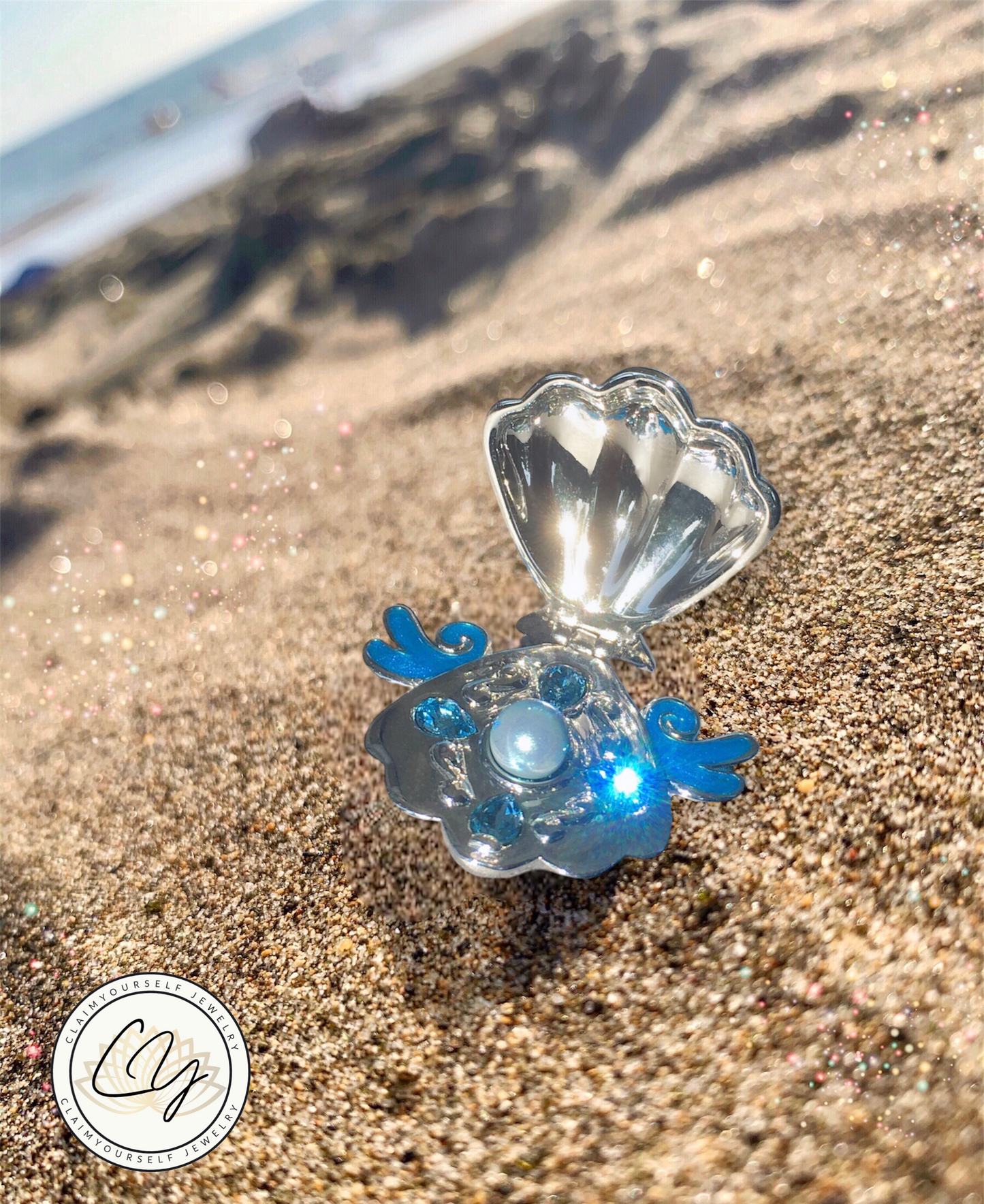 Collana Conchiglia Sirena Locket Principessa Hanon Perla Azzurra