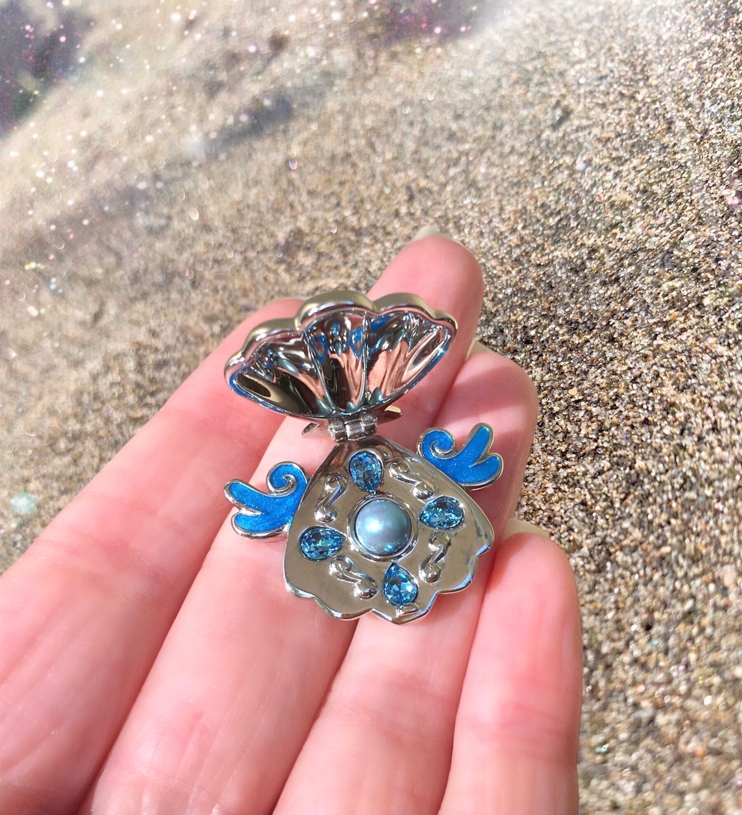 Collana Conchiglia Sirena Locket Principessa Hanon Perla Azzurra
