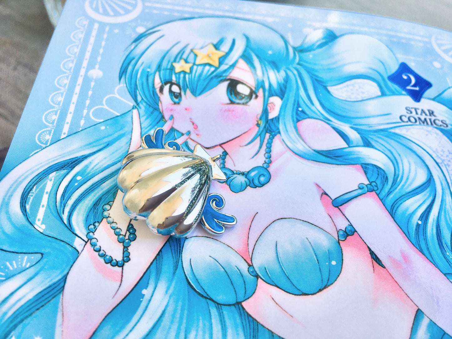 Collana Conchiglia Sirena Locket Principessa Hanon Perla Azzurra