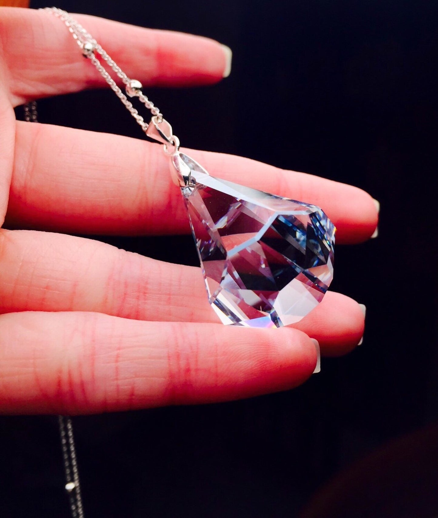Sailor Moon Necklace Illusionary Silver Crystal in 925 Sterling Silver Princess Serenity - Large Version