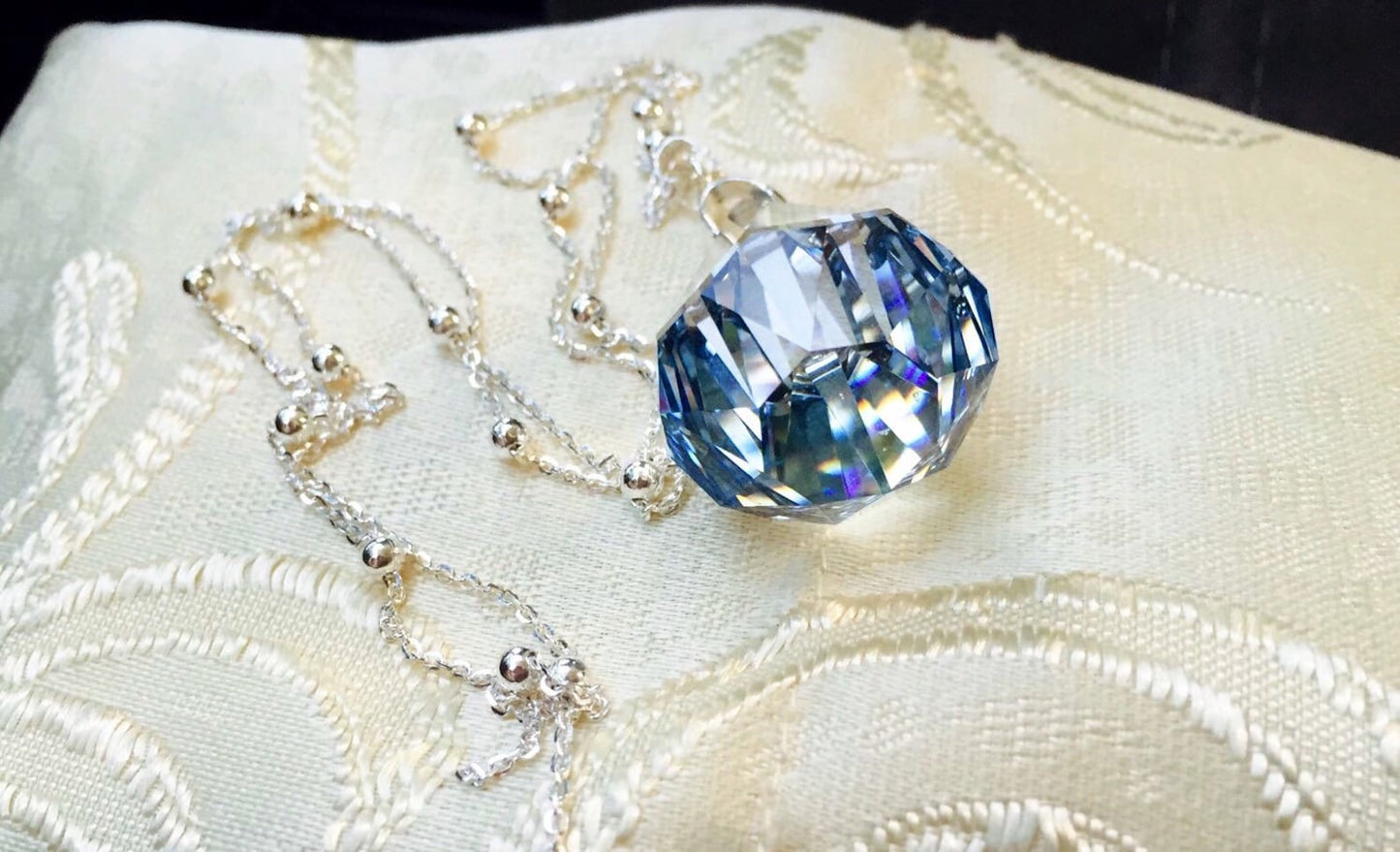 Sailor Moon Necklace Illusionary Silver Crystal in 925 Sterling Silver Princess Serenity - Large Version
