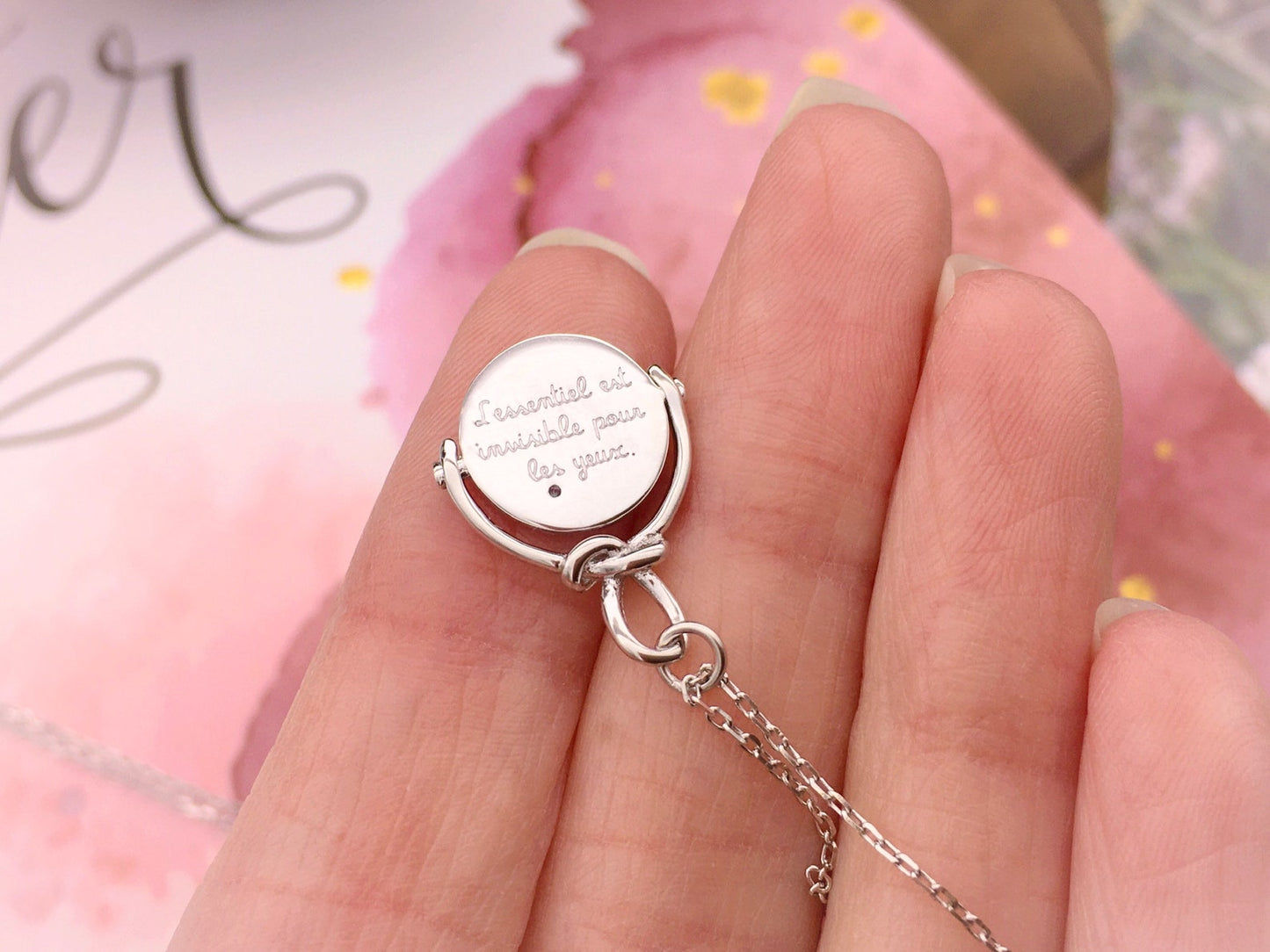 Collana Il Principe Argento Sterling 925 - Le Prince - Moneta - Citazione "L'essenziale è invisibile agli occhi"