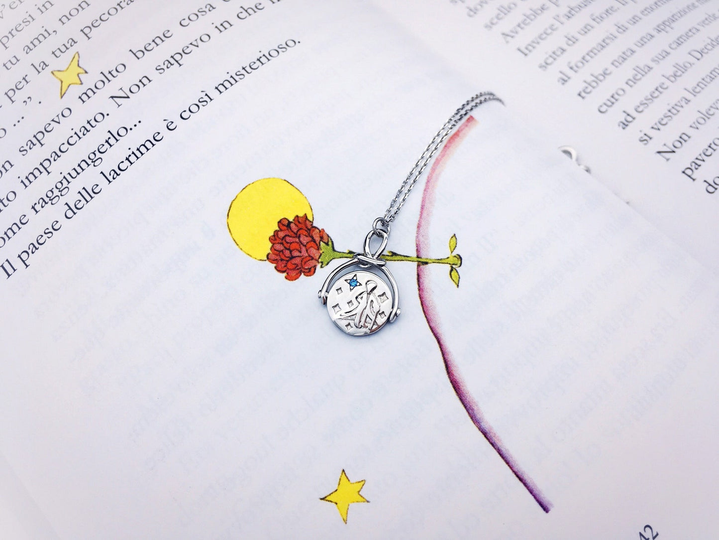 Collana Il Principe Argento Sterling 925 - Le Prince - Moneta - Citazione "L'essenziale è invisibile agli occhi"