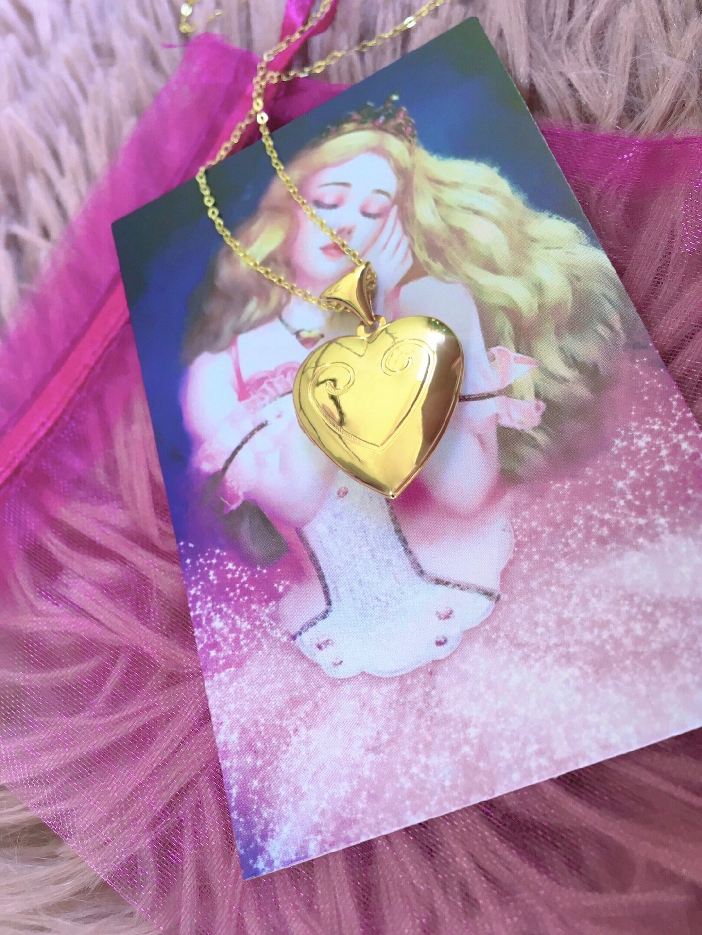 Collana Cuore Clara Lo Schiaccianoci Principessa Fata Confetto Medaglione portafoto locket apribile