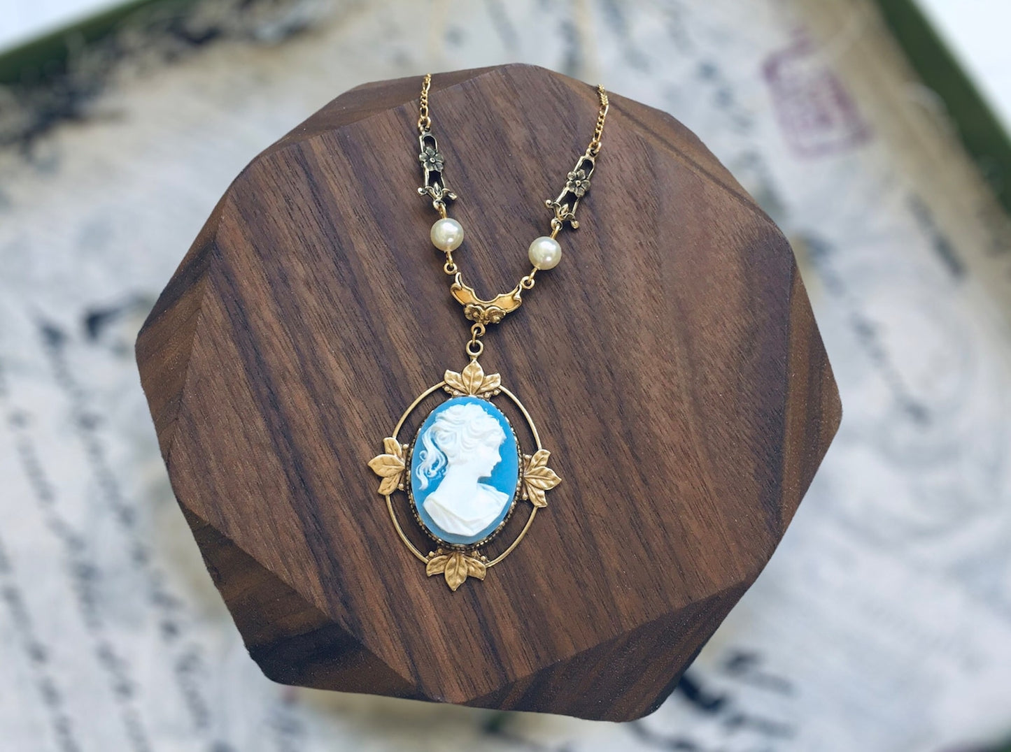 Collana Vampire Katherine Pierce Cameo Azzurro Design #1