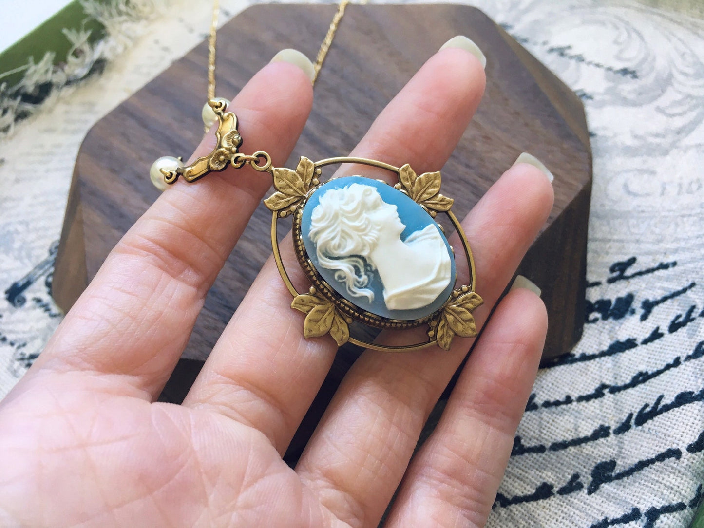Collana Vampire Katherine Pierce Cameo Azzurro Design #1