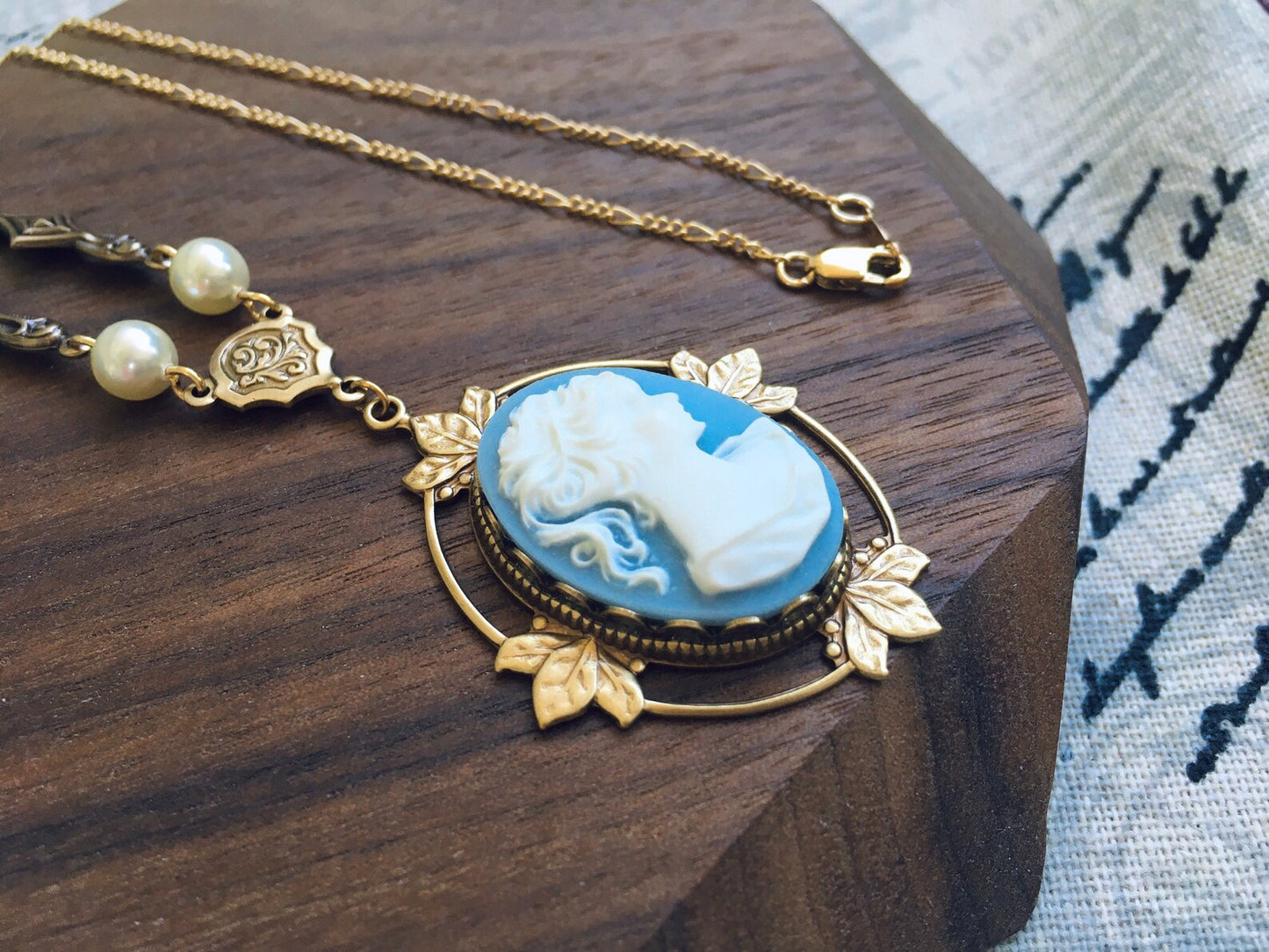 Collana Vampire Katherine Pierce Cameo Azzurro Design #2