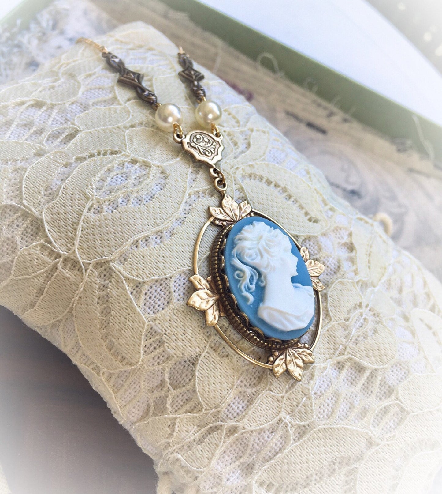 Collana Vampire Katherine Pierce Cameo Azzurro Design #2