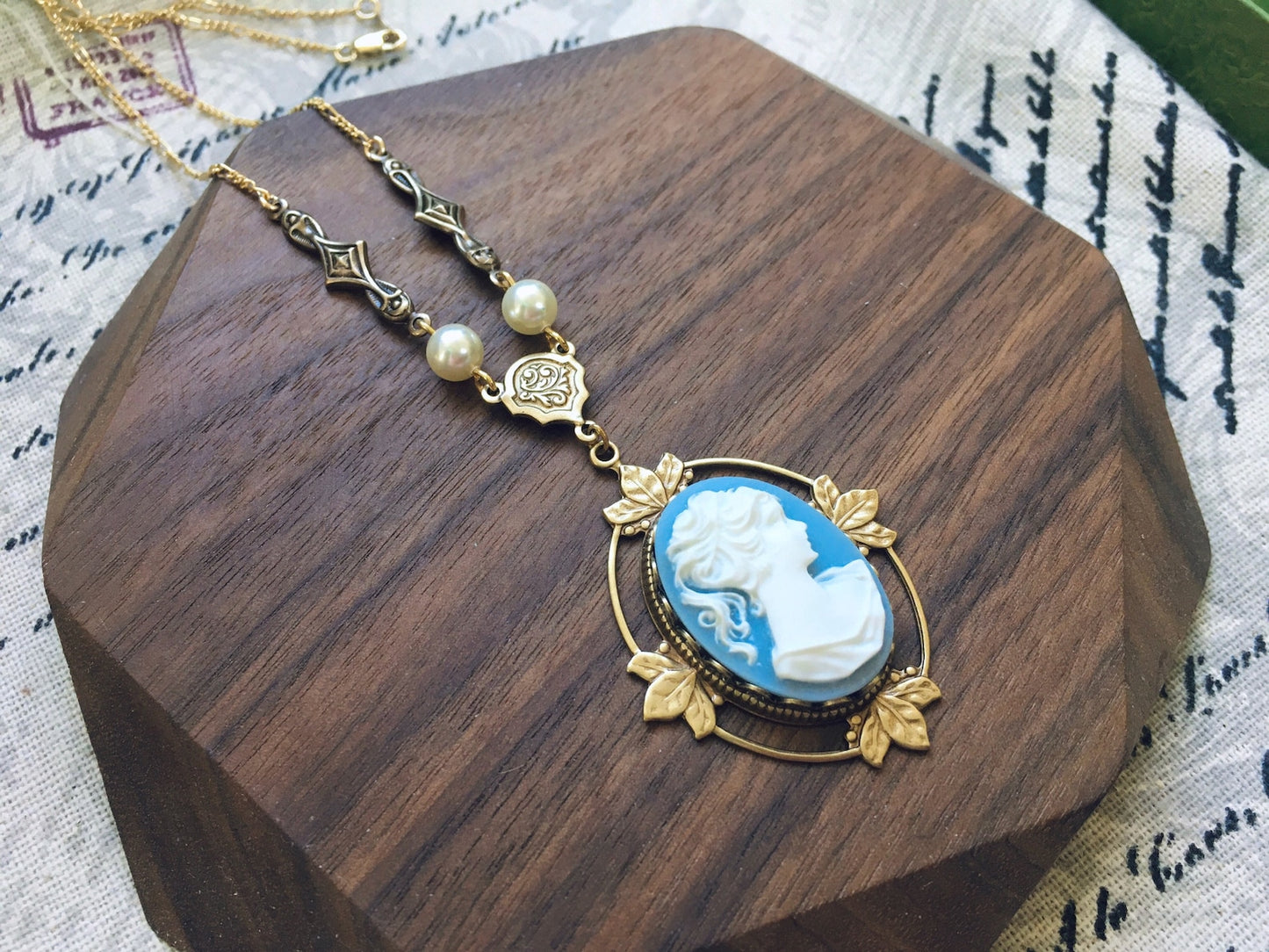 Collana Vampire Katherine Pierce Cameo Azzurro Design #2