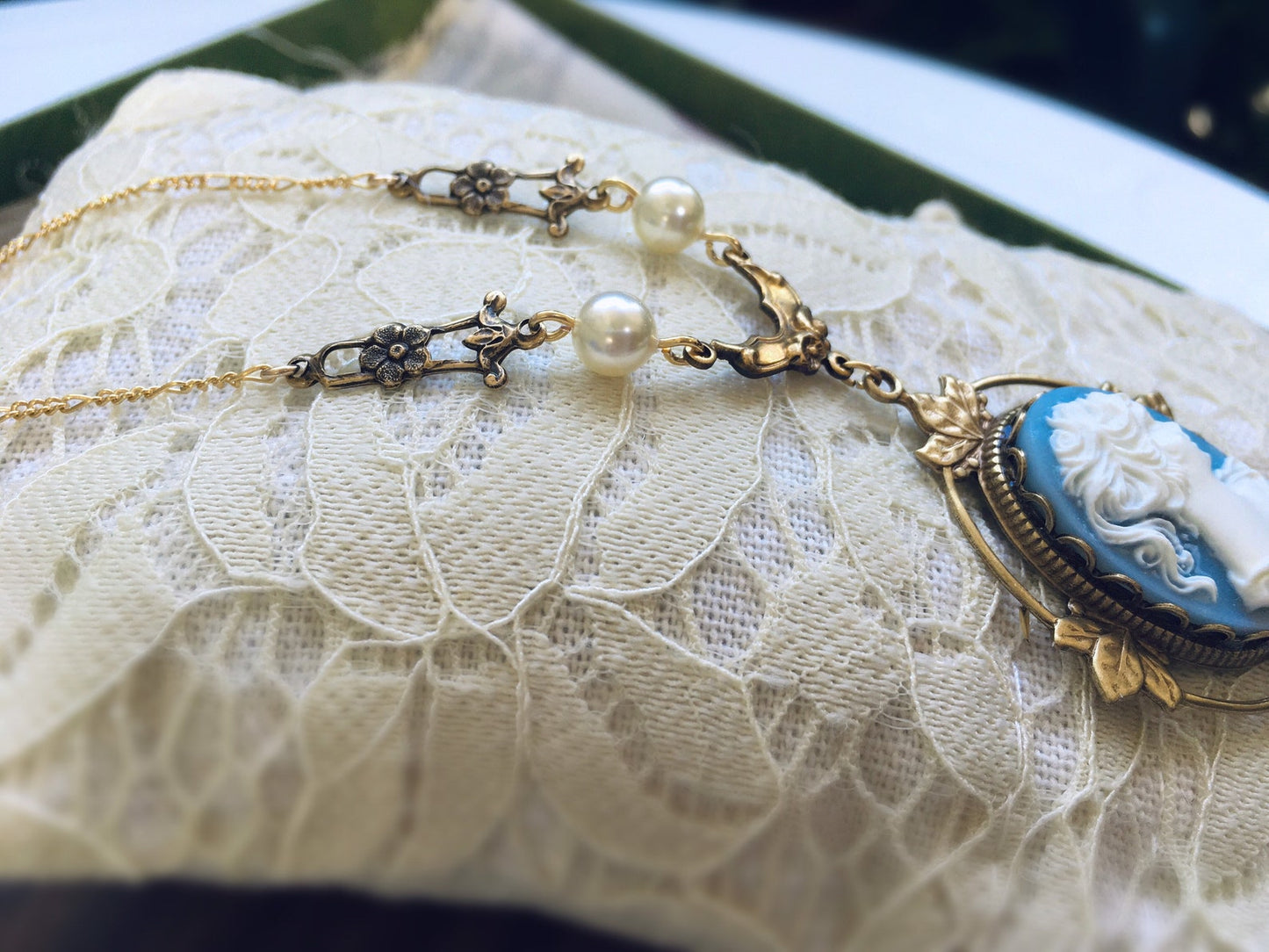 Collana Vampire Katherine Pierce Cameo Azzurro Design #1