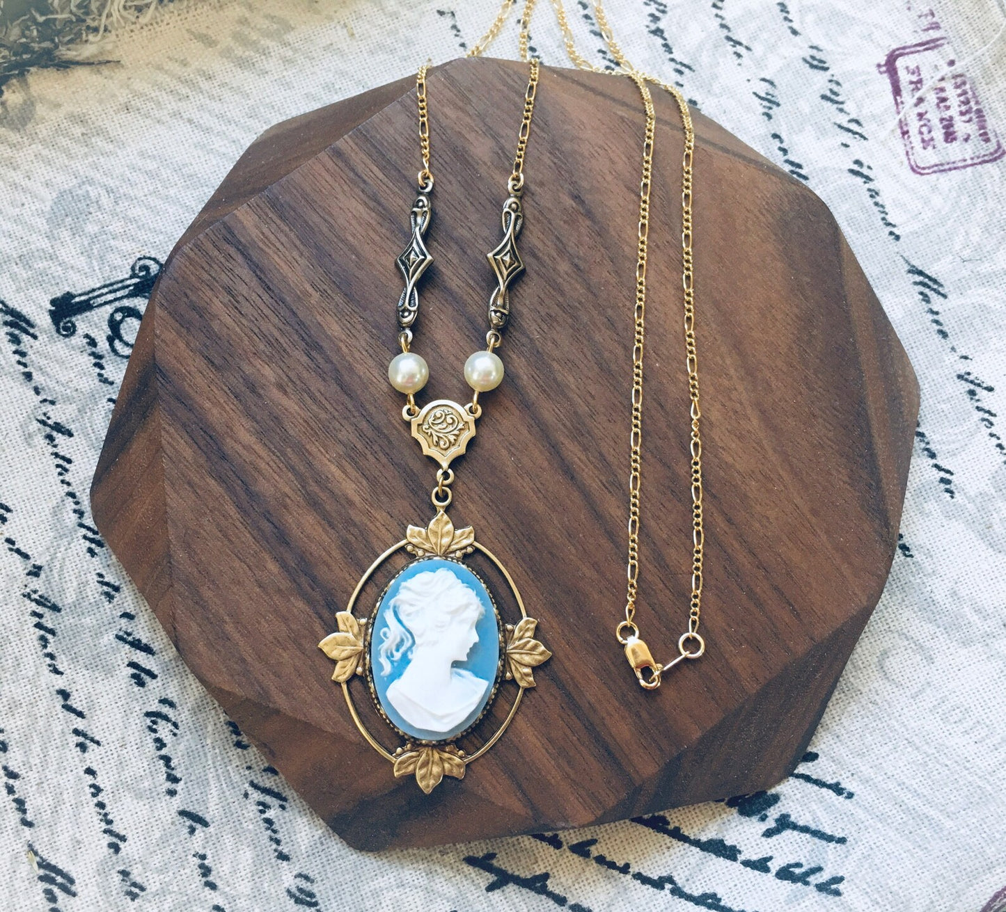 Collana Vampire Katherine Pierce Cameo Azzurro Design #2