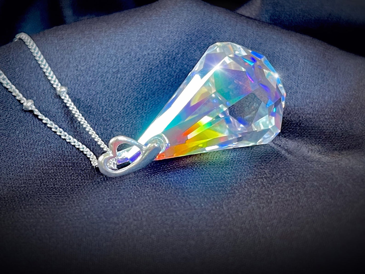 Sailor Moon Necklace Illusionary Silver Crystal in 925 Sterling Silver Princess Serenity - Medium Version