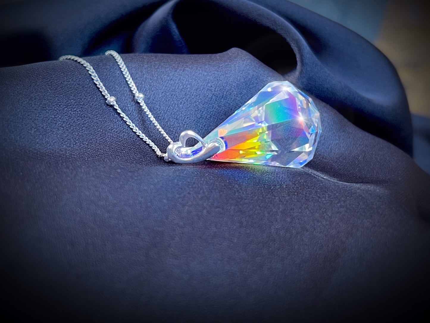Sailor Moon Necklace Illusionary Silver Crystal in 925 Sterling Silver Princess Serenity - Medium Version