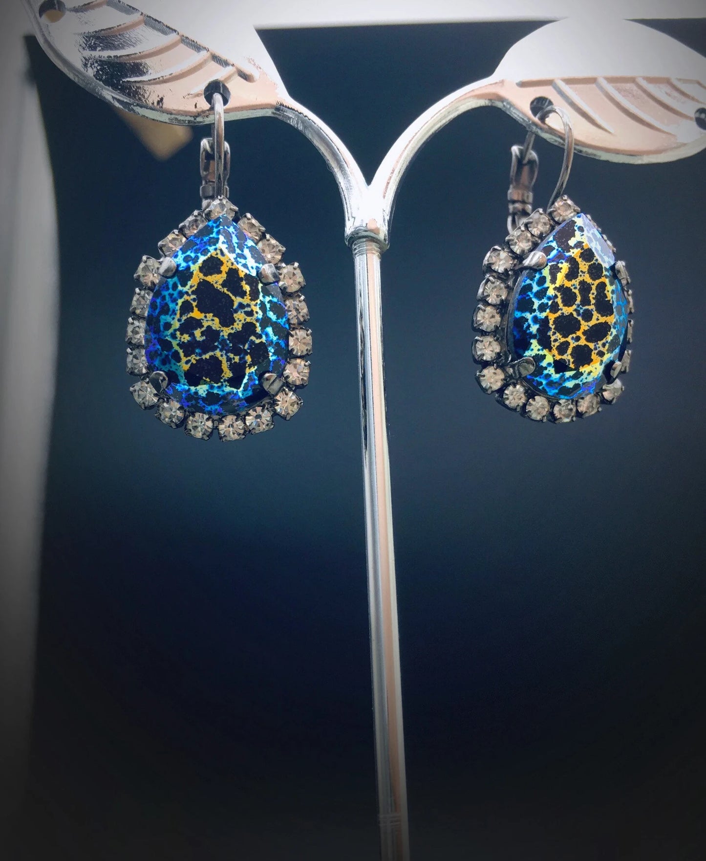 Orecchini a Goccia in Cristallo Swarovski Leopardati - Leopard Print Patina