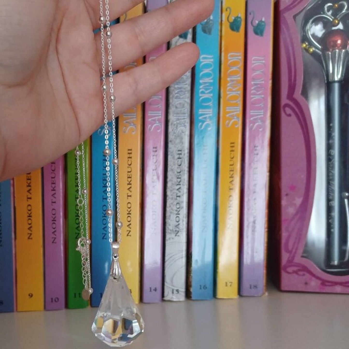 Sailor Moon Necklace Illusionary Silver Crystal in 925 Sterling Silver Princess Serenity - Large Version