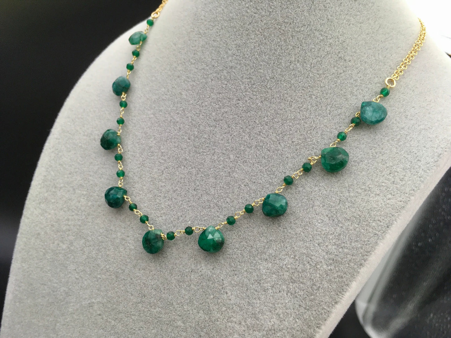 Collana Rosario Radice di Smeraldo - Rubino - Labradorite in Argento Sterling 925 Placcato Oro 21k e 14k Gold Filled