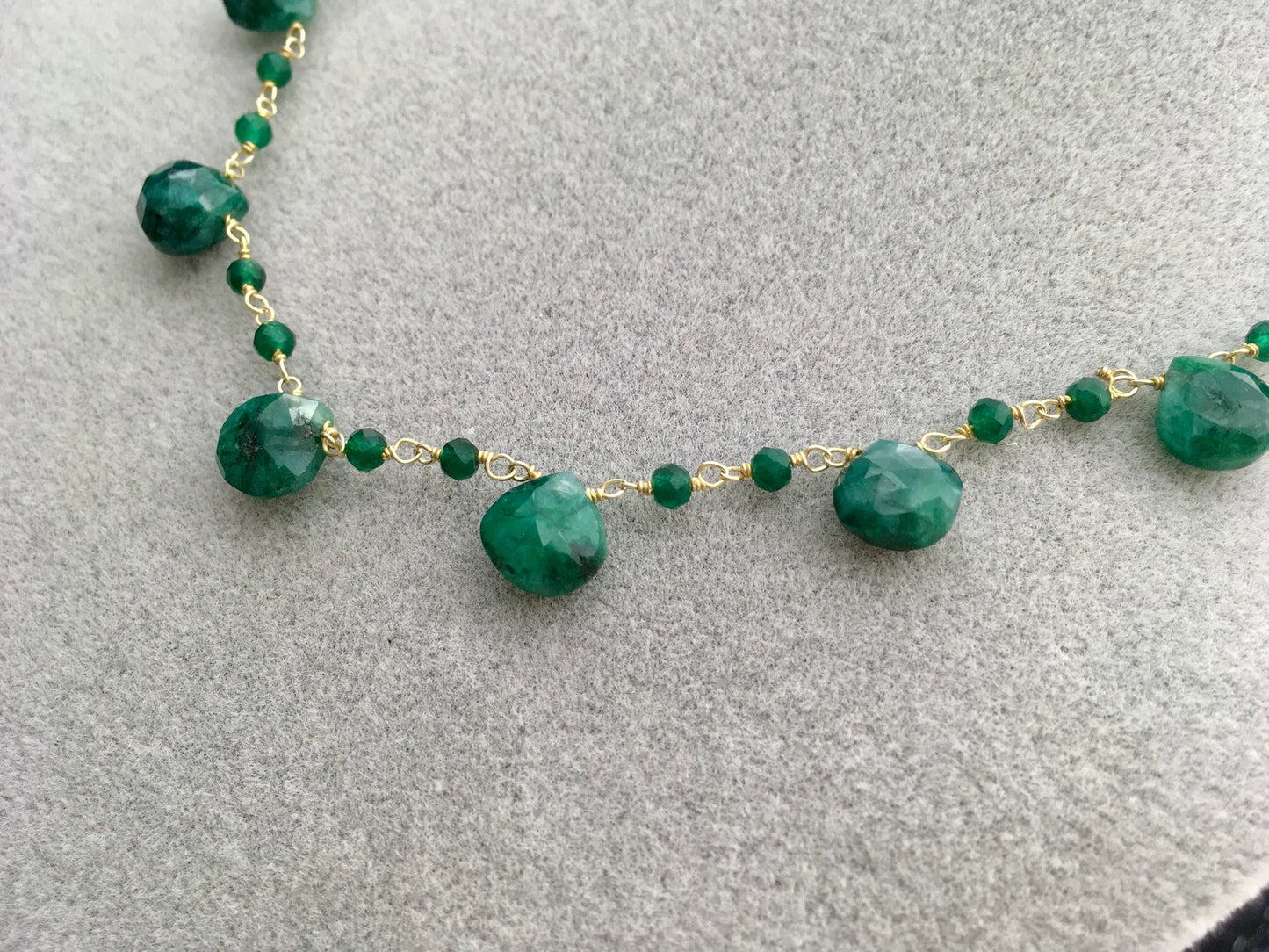 Collana Rosario Radice di Smeraldo - Rubino - Labradorite in Argento Sterling 925 Placcato Oro 21k e 14k Gold Filled
