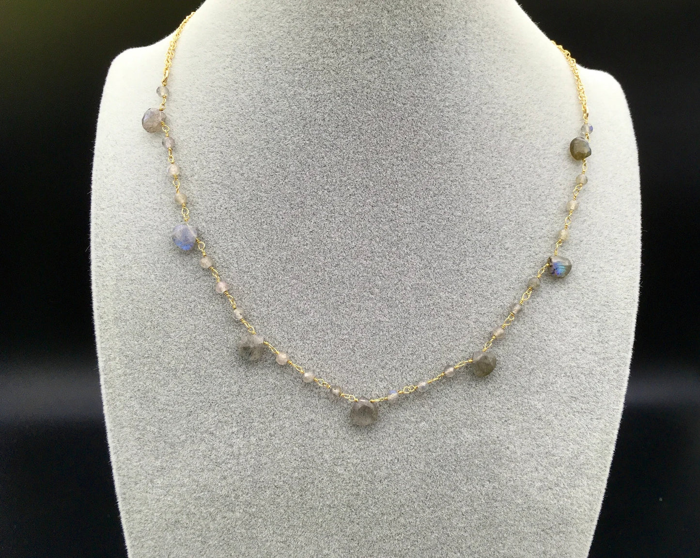 Collana Rosario Radice di Smeraldo - Rubino - Labradorite in Argento Sterling 925 Placcato Oro 21k e 14k Gold Filled