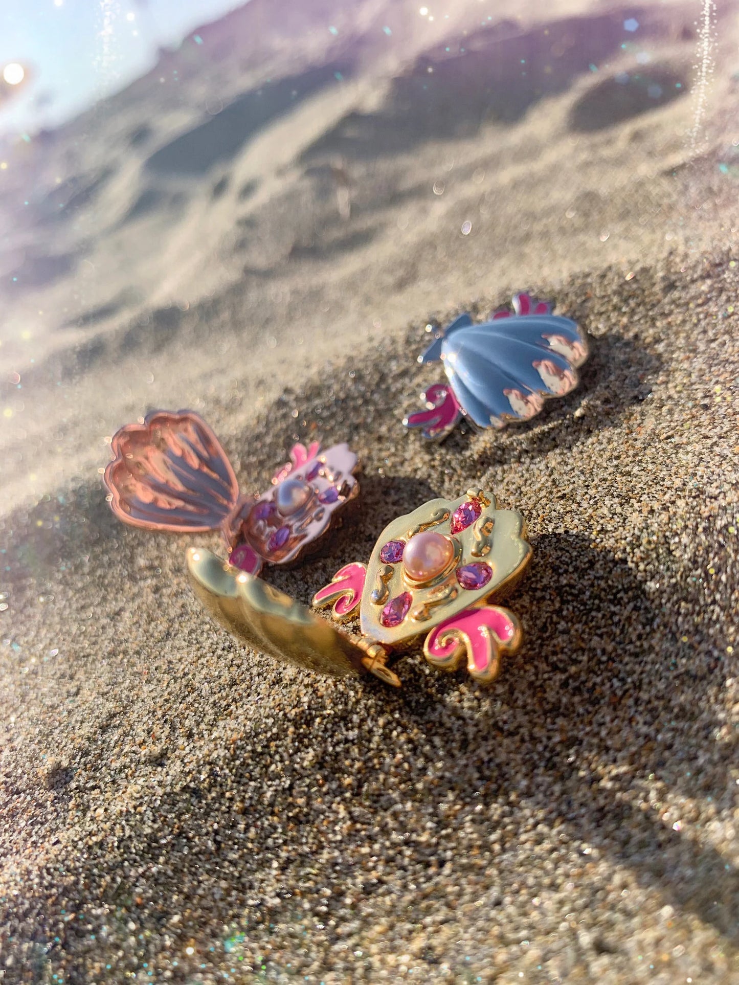 Collana Conchiglia Sirena Mermaid Locket Principessa Lucia Perla Rosa
