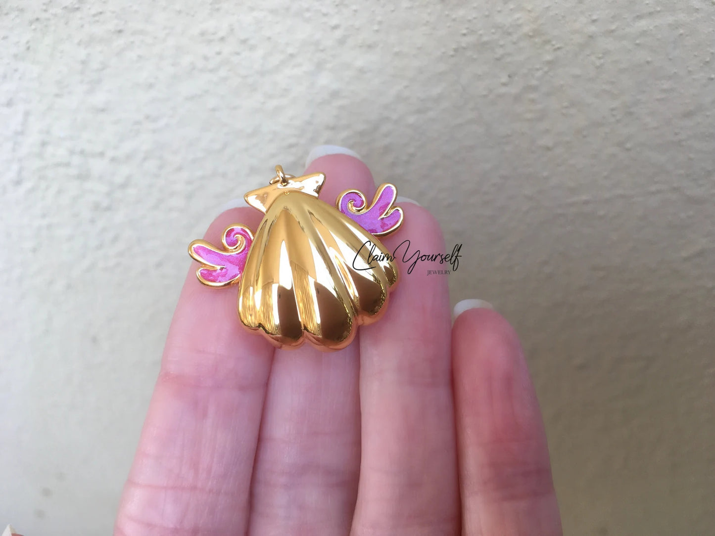 Collana Conchiglia Sirena Mermaid Locket Principessa Lucia Perla Rosa