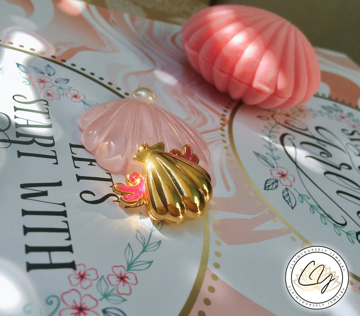 Collana Conchiglia Sirena Mermaid Locket Principessa Lucia Perla Rosa