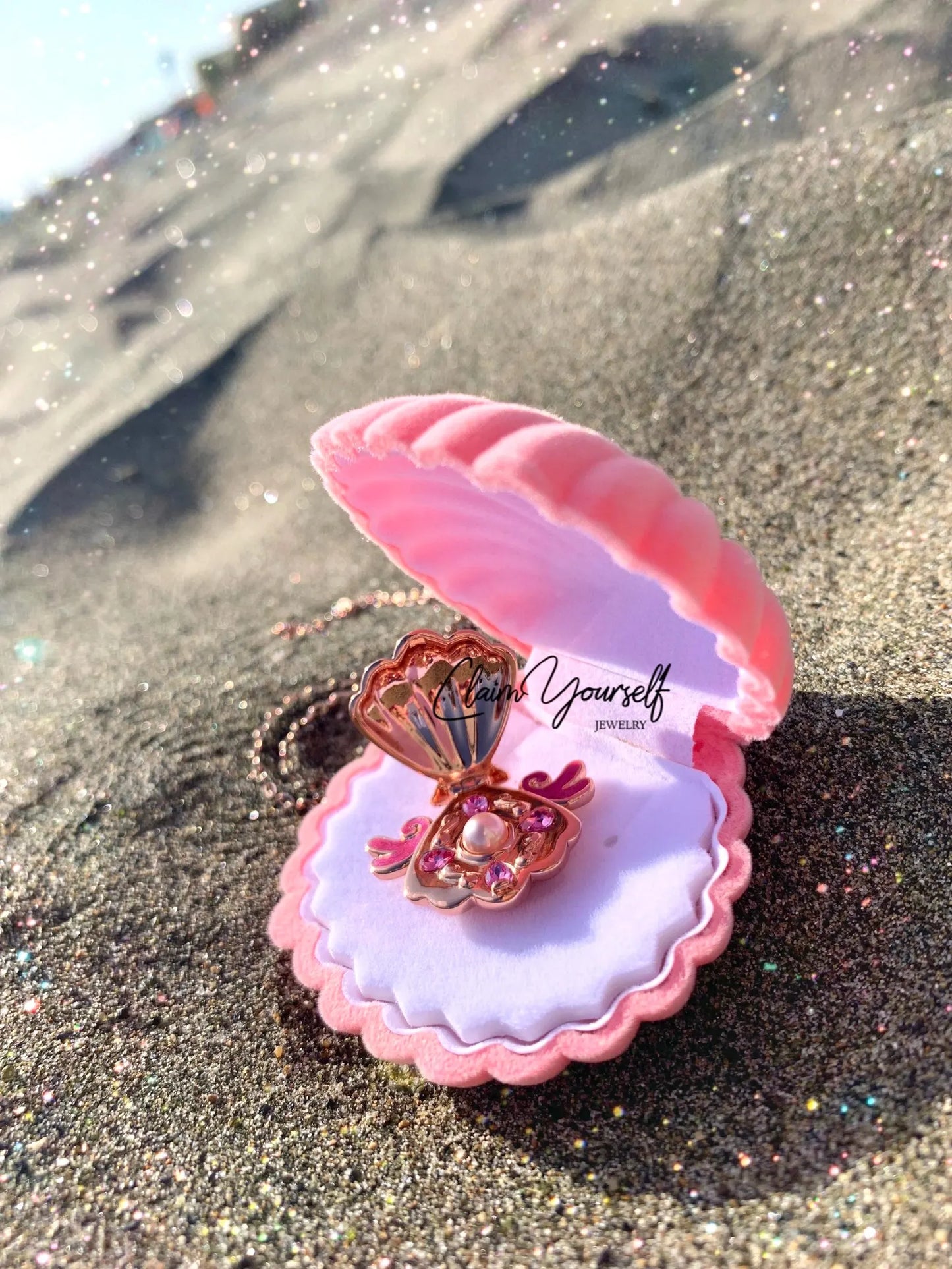 Collana Conchiglia Sirena Mermaid Locket Principessa Lucia Perla Rosa