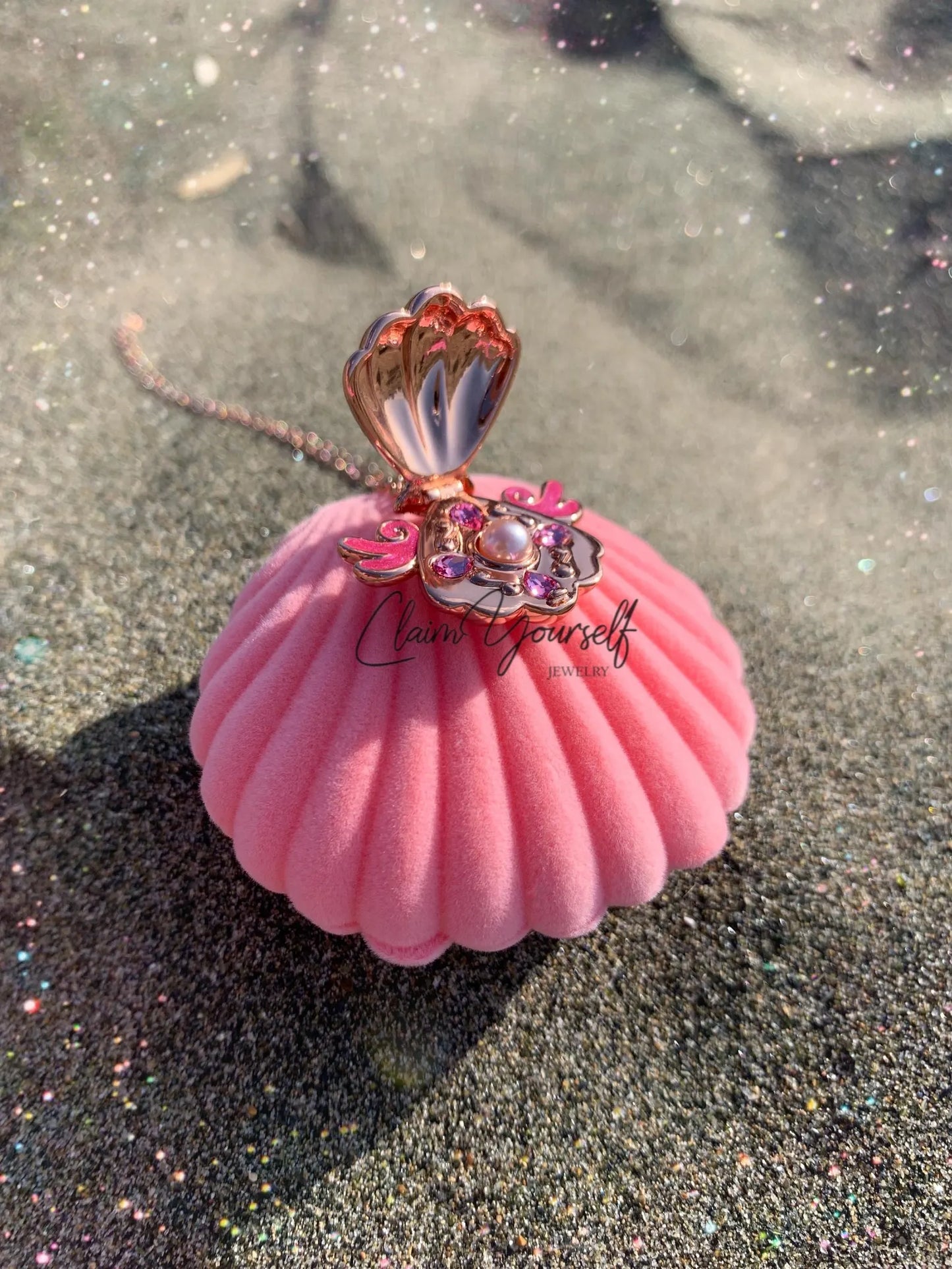 Collana Conchiglia Sirena Mermaid Locket Principessa Lucia Perla Rosa