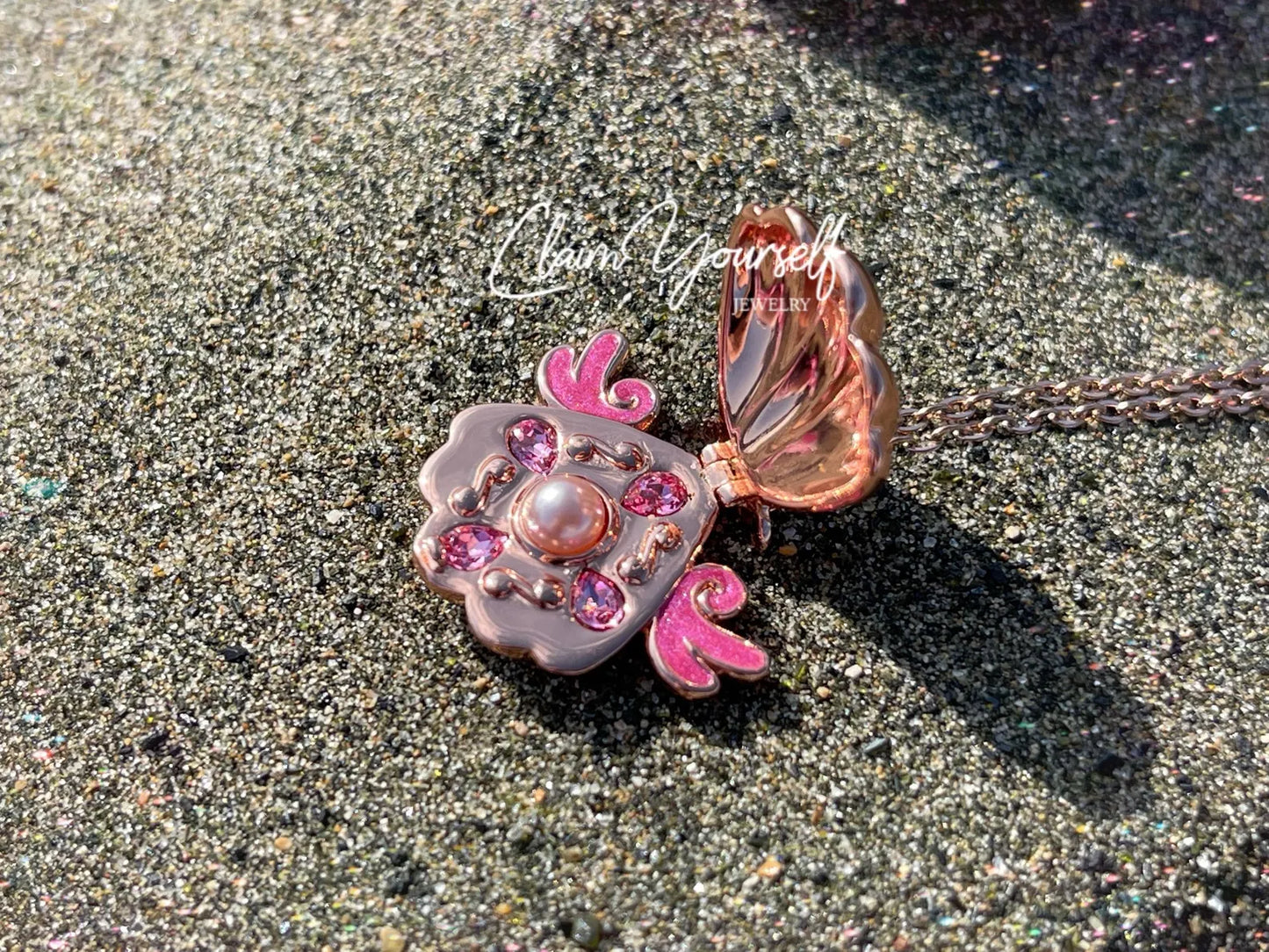 Collana Conchiglia Sirena Mermaid Locket Principessa Lucia Perla Rosa