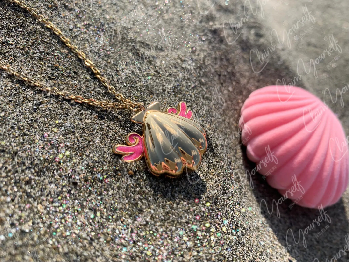 Collana Conchiglia Sirena Mermaid Locket Principessa Lucia Perla Rosa