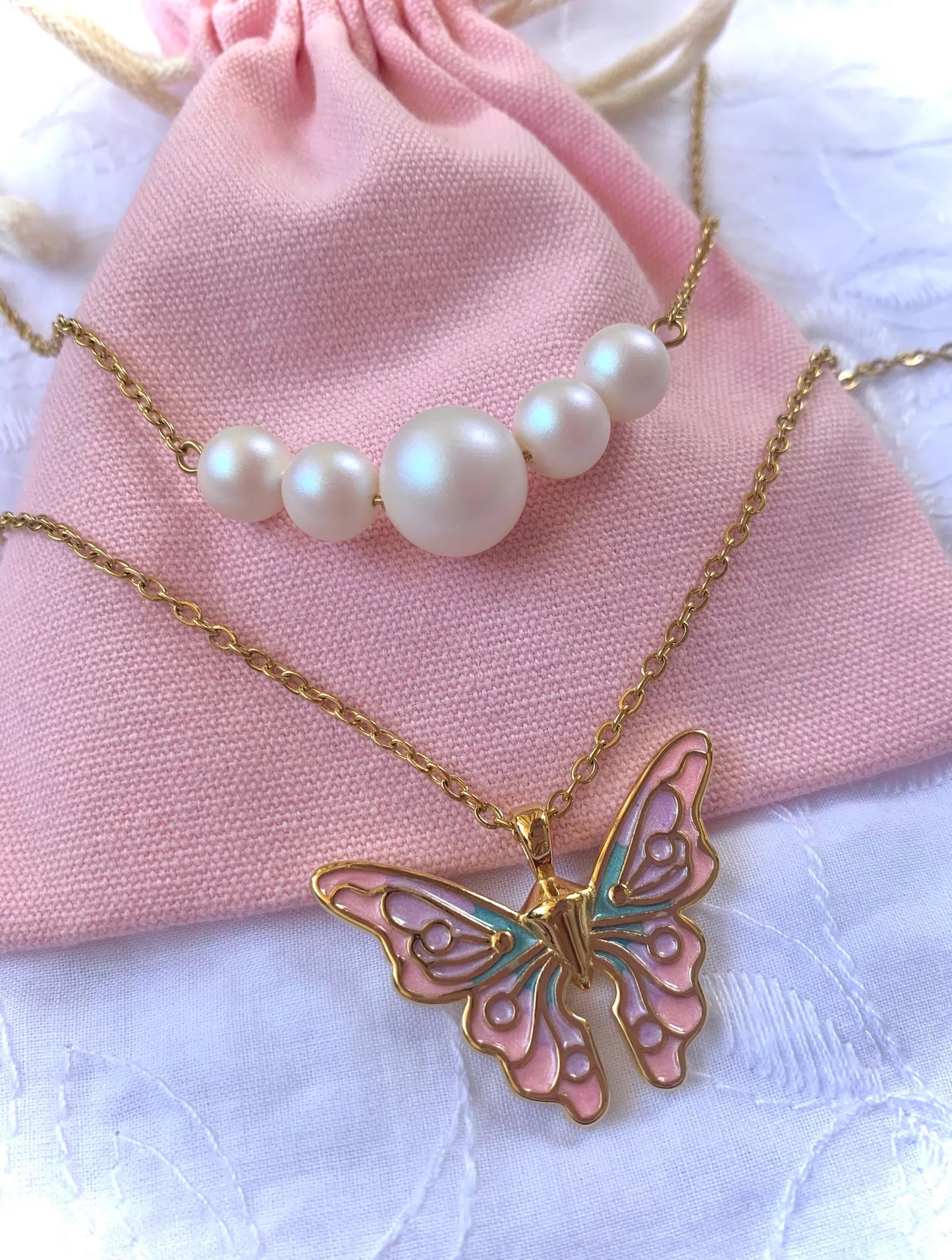 Set Collana Farfalla Fairytopia Elina Mariposa Fata - 5 Perle Magiche Sirena Mermaidia