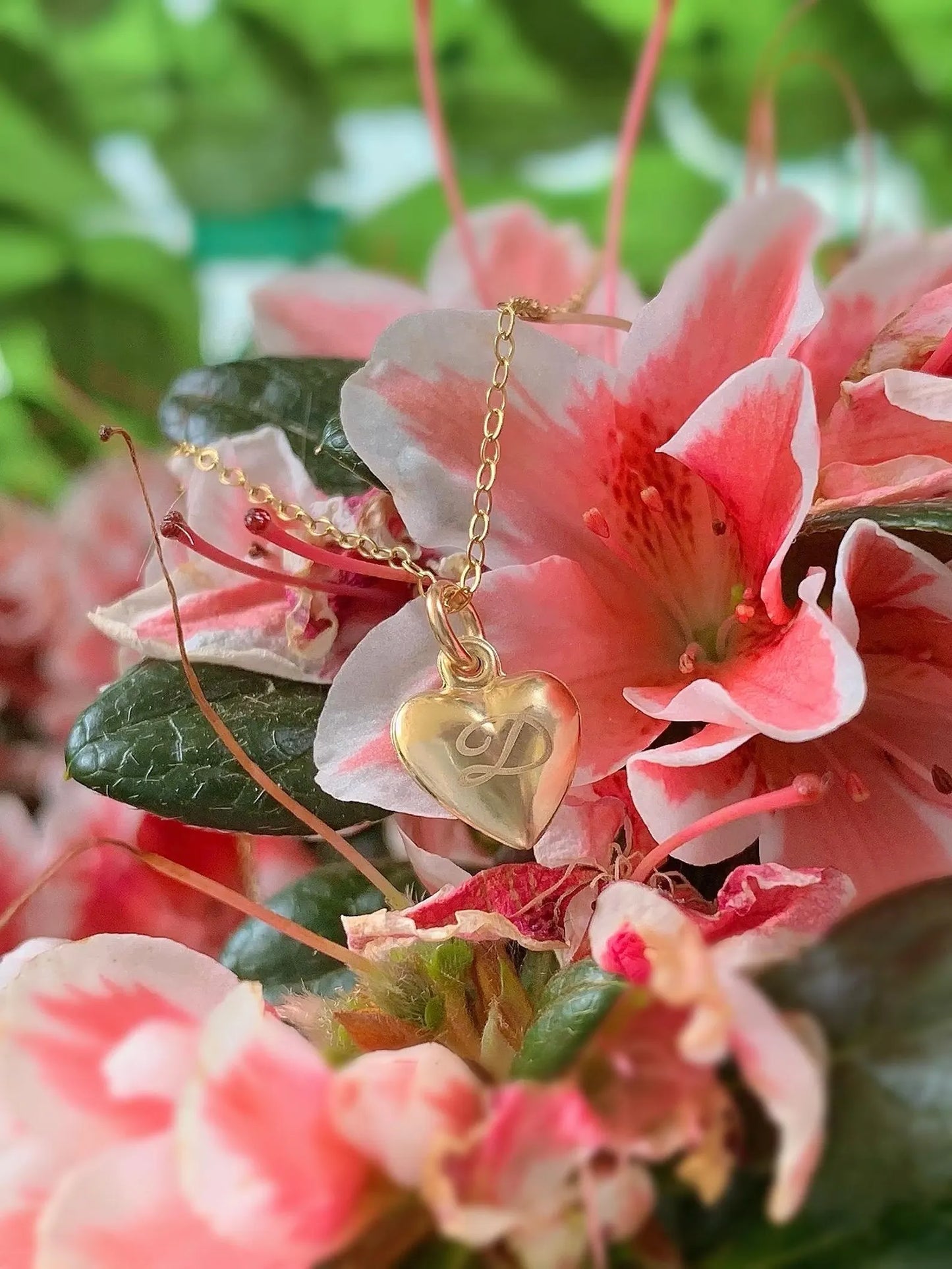 Collana 14k Gold Filled Mini Ciondolo Cuore con Incisione Iniziali - Oro Riempito