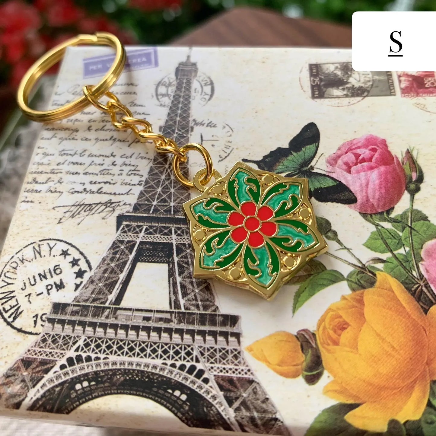 Portachiavi Anastasia Together in Paris - Insieme a Parigi - Ciondolo Fiore Smaltato