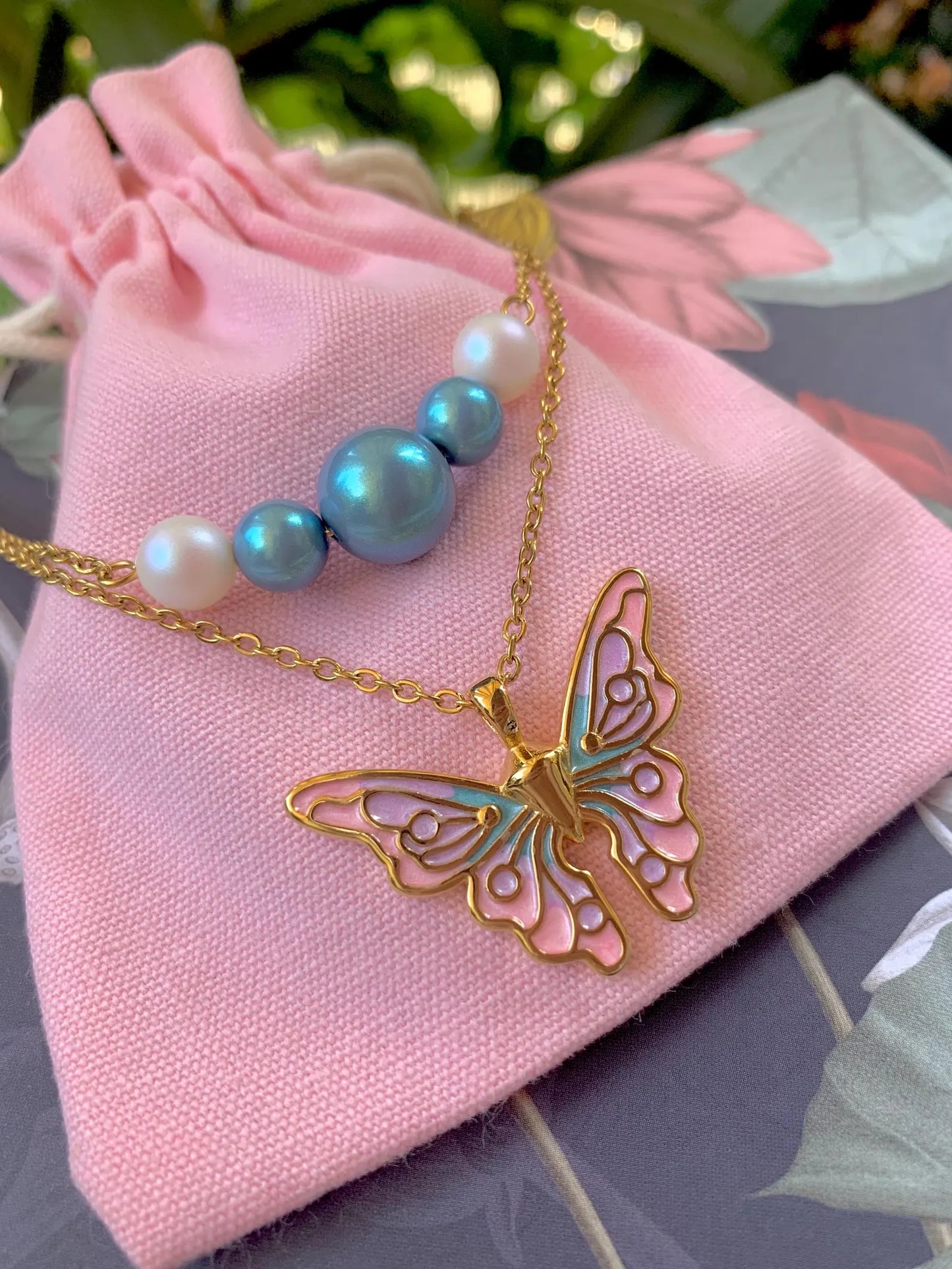 Set Collana Farfalla Fairytopia Elina Mariposa Fata - 5 Perle Magiche Sirena Mermaidia