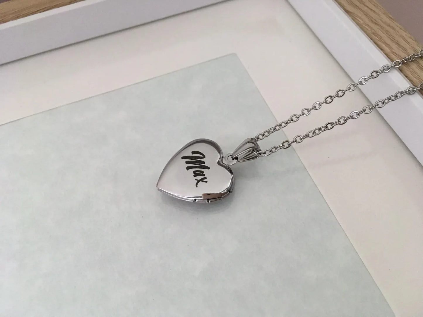 Collana Ciondolo Portafoto Cuore Zampa Paw - Acciaio Inossidabile - Commemorativo Animali Domestici Impronta con Incisione Personalizzata
