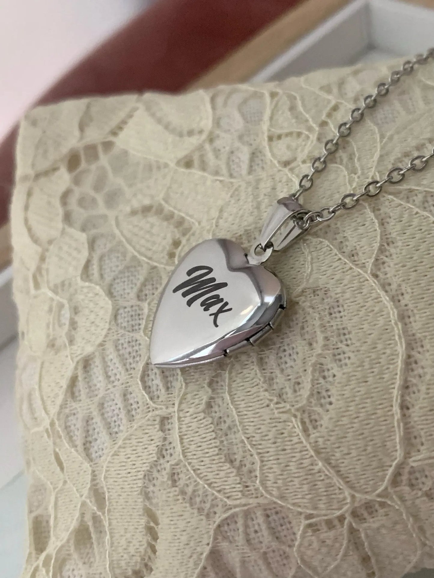 Collana Ciondolo Portafoto Cuore Zampa Paw - Acciaio Inossidabile - Commemorativo Animali Domestici Impronta con Incisione Personalizzata