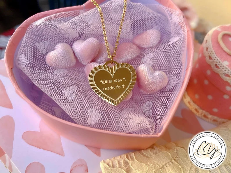 Collana Cuore Margot "What was I made for?" - Radiant Heart Necklace with Quote
