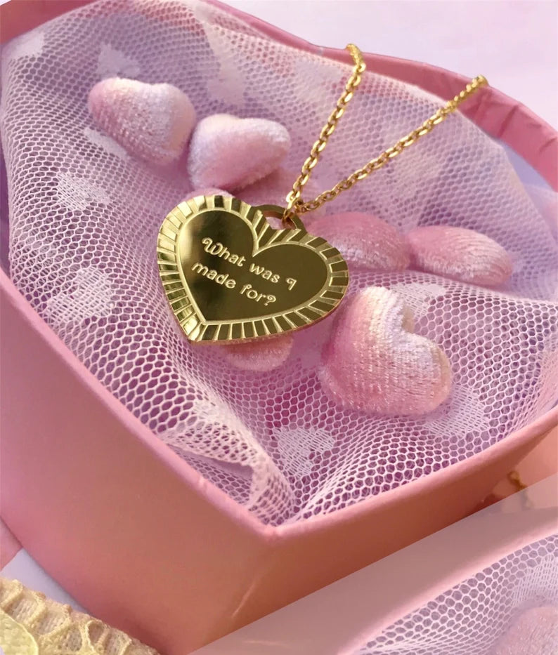Collana Cuore Margot "What was I made for?" - Radiant Heart Necklace with Quote