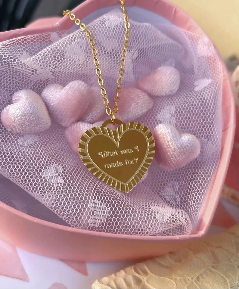 Collana Cuore Margot "What was I made for?" - Radiant Heart Necklace with Quote