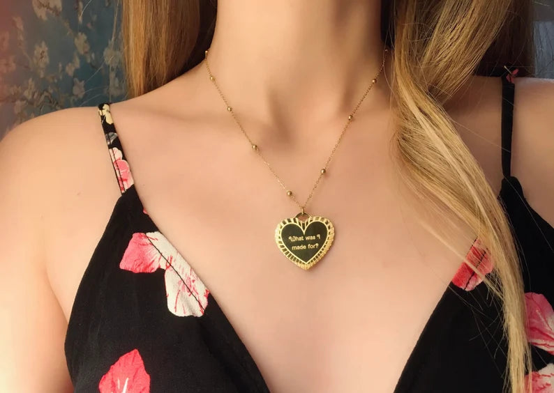 Collana Cuore Margot "What was I made for?" - Radiant Heart Necklace with Quote