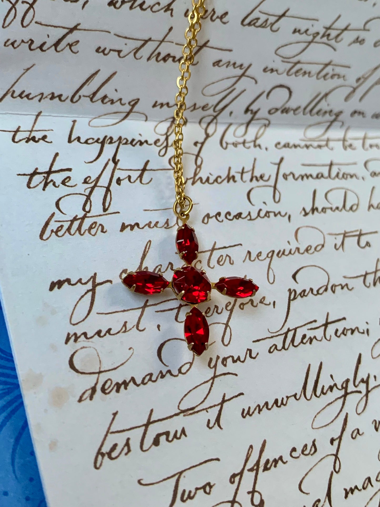 Elizabeth Bennet Collana Croce e Cristalli - Orgoglio e Pregiudizio - Gioielli Letterari - Edwardian Regency Style - Jane Austen