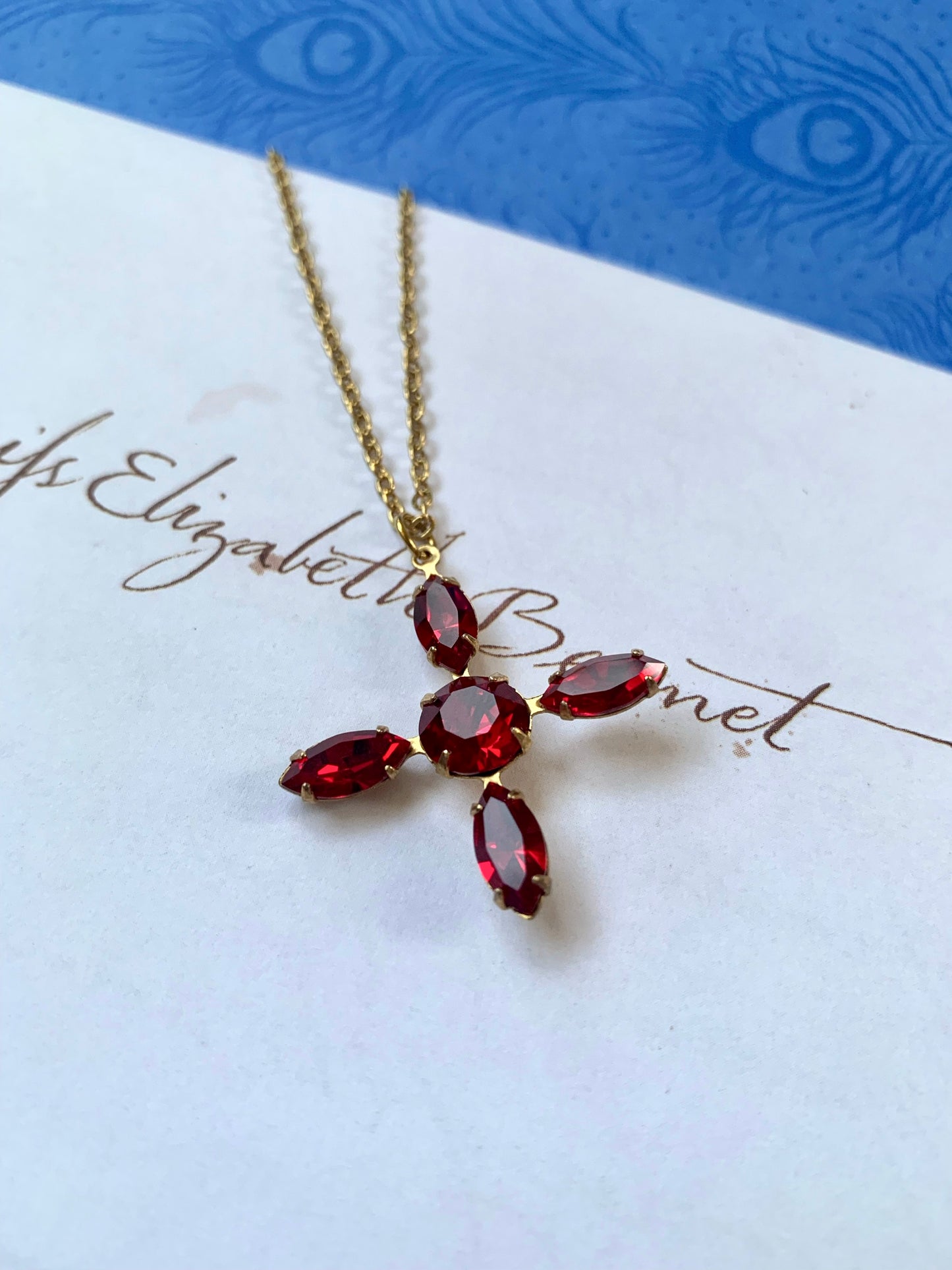 Elizabeth Bennet Collana Croce e Cristalli - Orgoglio e Pregiudizio - Gioielli Letterari - Edwardian Regency Style - Jane Austen