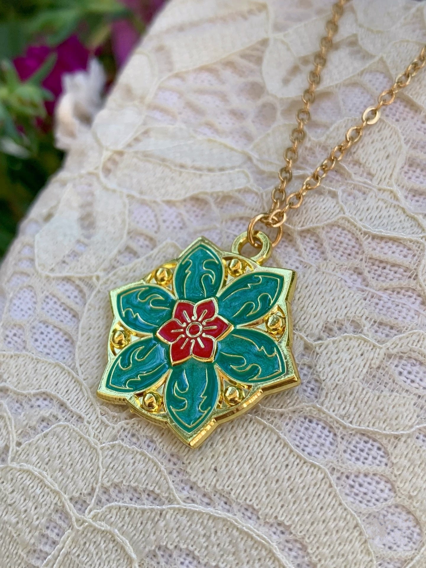 Collana Anastasia Together in Paris - Insieme a Parigi - Ciondolo Fiore Smaltato - Versione 2