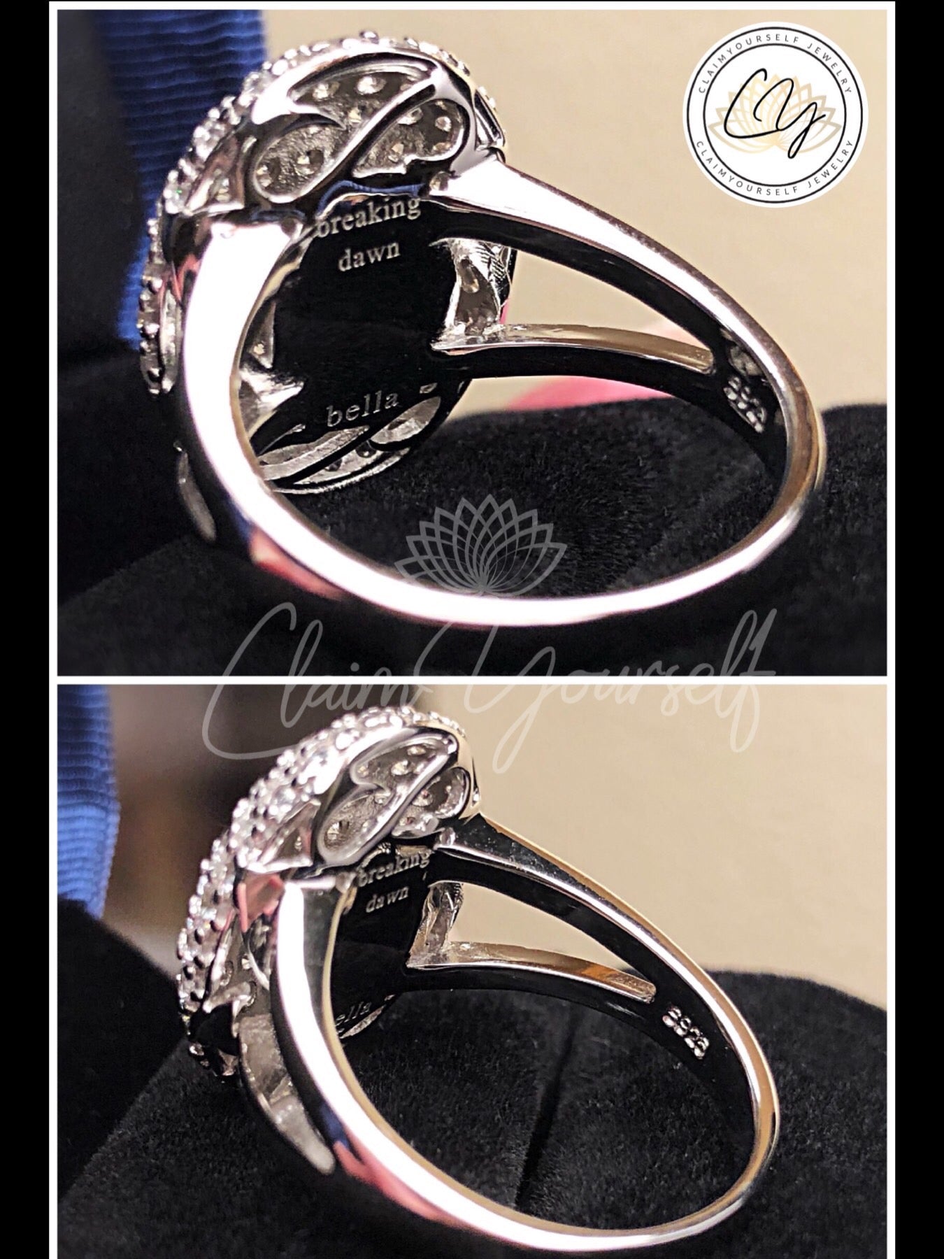 "Bella" Engagement Ring in 925 Sterling Silver and Cubic Zirconia crystals