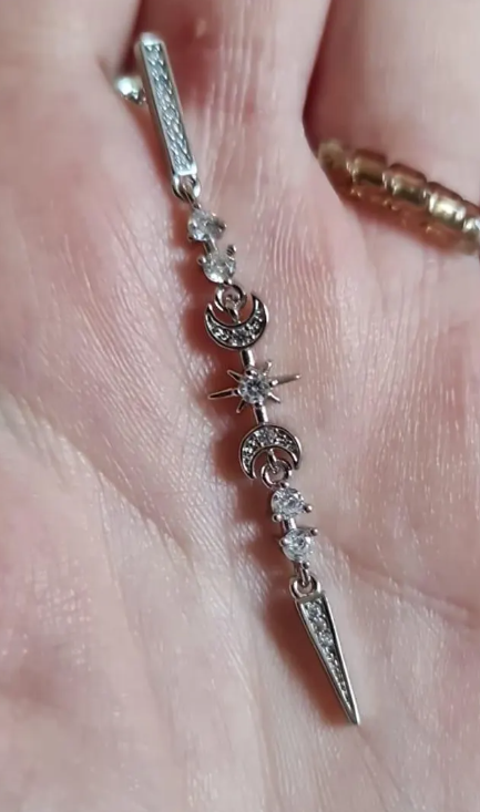 Orecchini "Celestial" Luna e Stelle Argento Sterling 925 e Zirconi Cubici