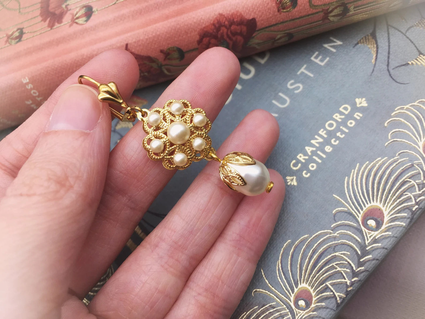 Orecchini Fiore Filigrana e Perle "Katherine Pierce 1864" Vampire