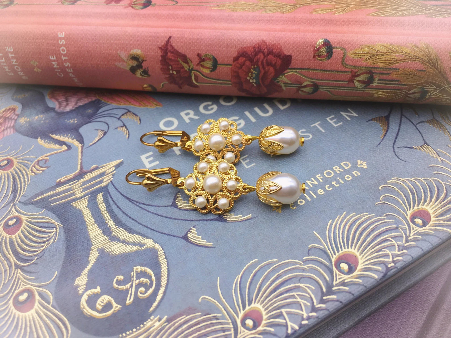 Orecchini Fiore Filigrana e Perle "Katherine Pierce 1864" Vampire