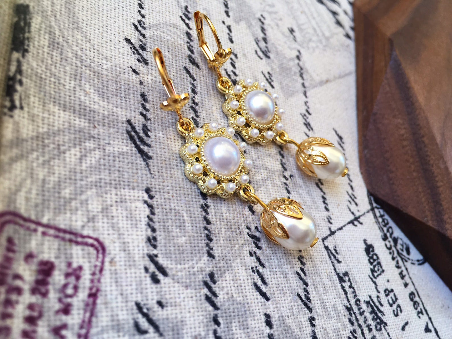 Katherine Pierce Anno 1864 Vampire Design #2 Pearl Earrings