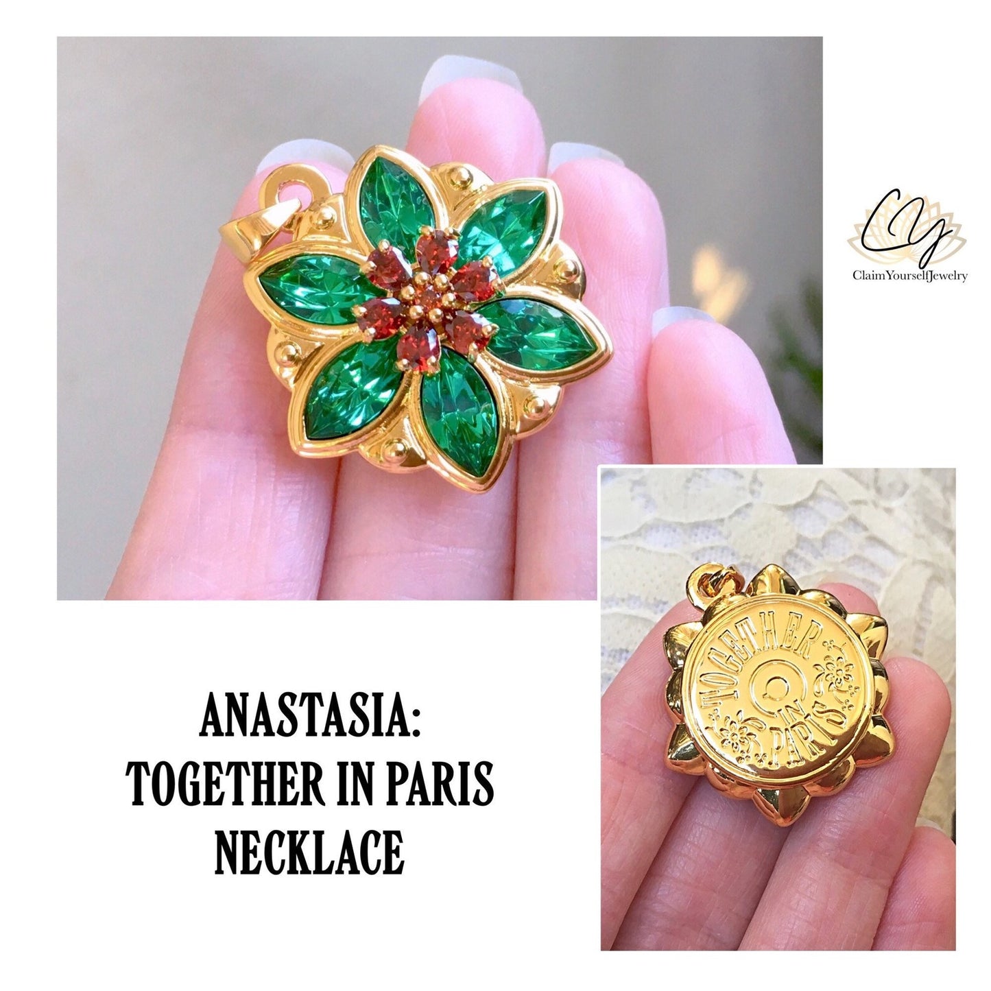Collana Anastasia "Together in Paris" - Insieme a Parigi - Cristalli Smeraldo Chiaro - Light Emerald